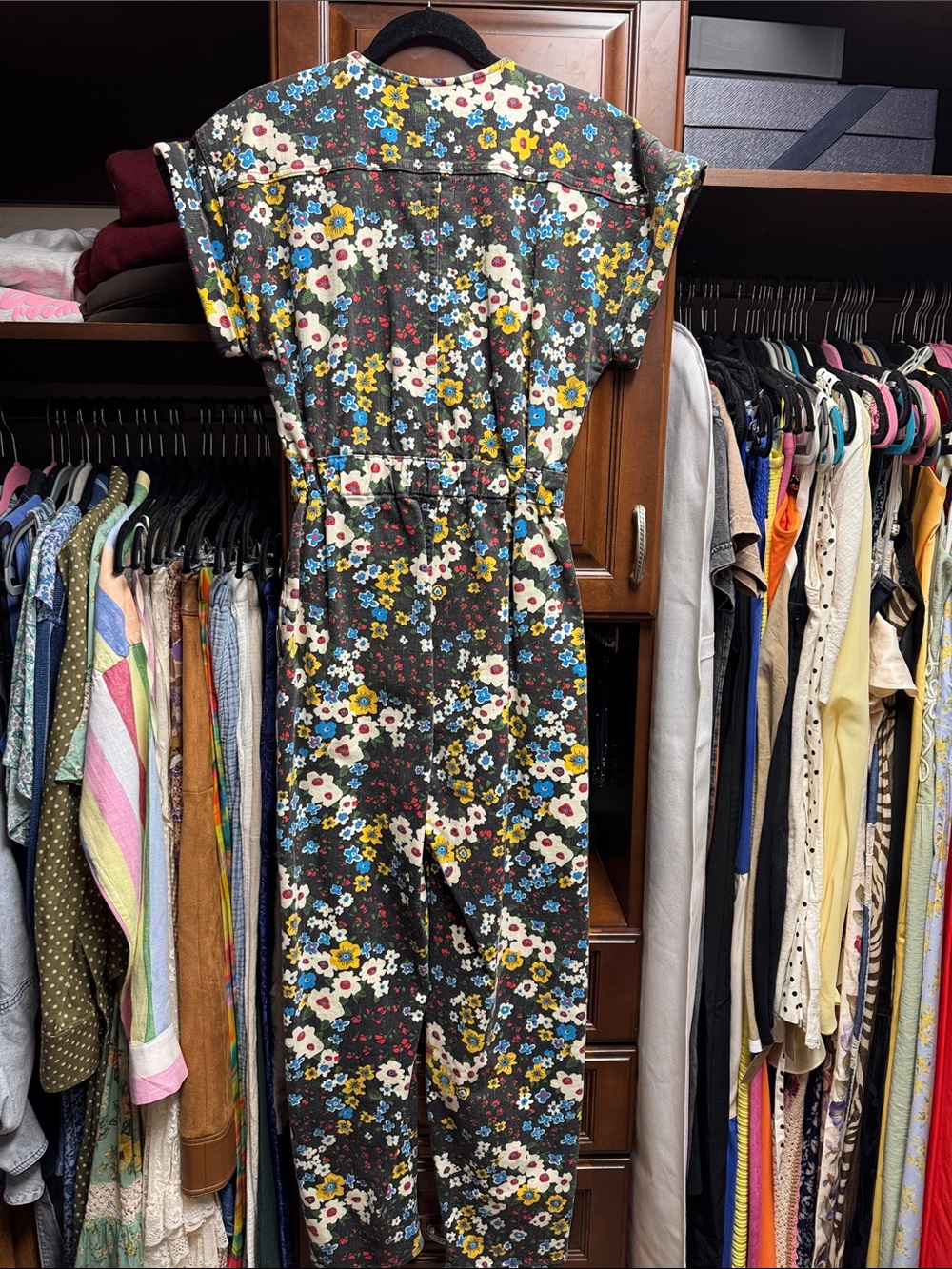 MOTHER Denim The Cinched Jumpsuit - Black Floral Mulit - Picture 3 of 7